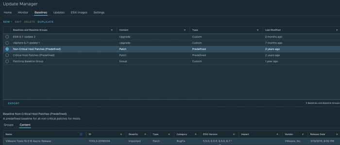The new version of VMware Tools has been added to Non-Critical Baseline