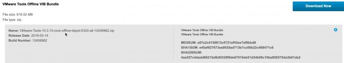 VMware Tools 10.3.10 Offline VIB from my.vmware.com