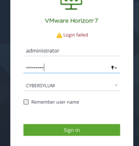 Horizon Admin Console - Login Failed