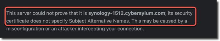 Certifiate Error - no Subject Alternative Names defined