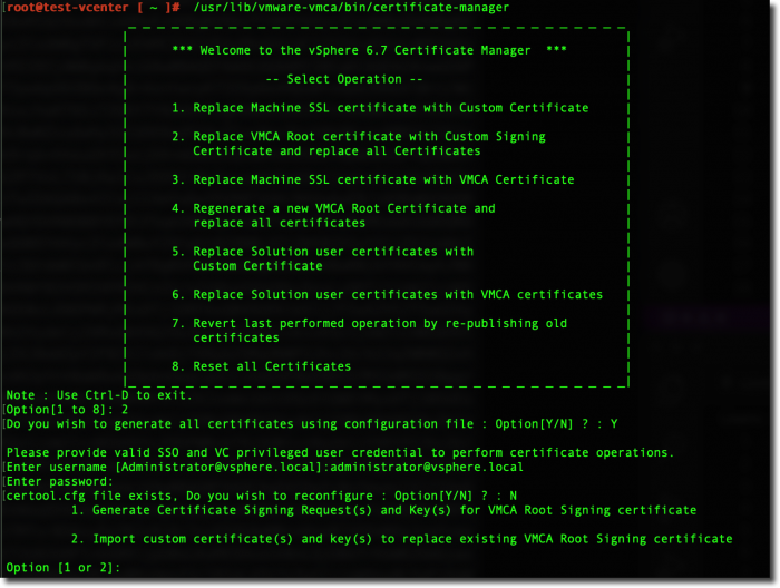 Resuming the Certificate Manager