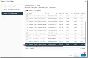 Create Baseline - Choose Patch