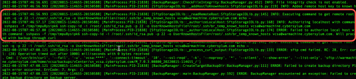 VCSA backup.log - failed to authenticate