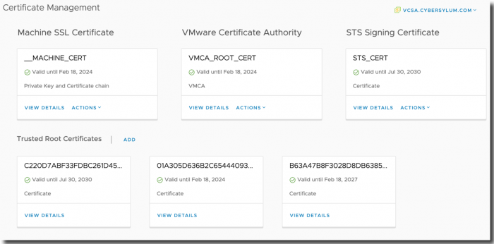 vCenter Certificate Management