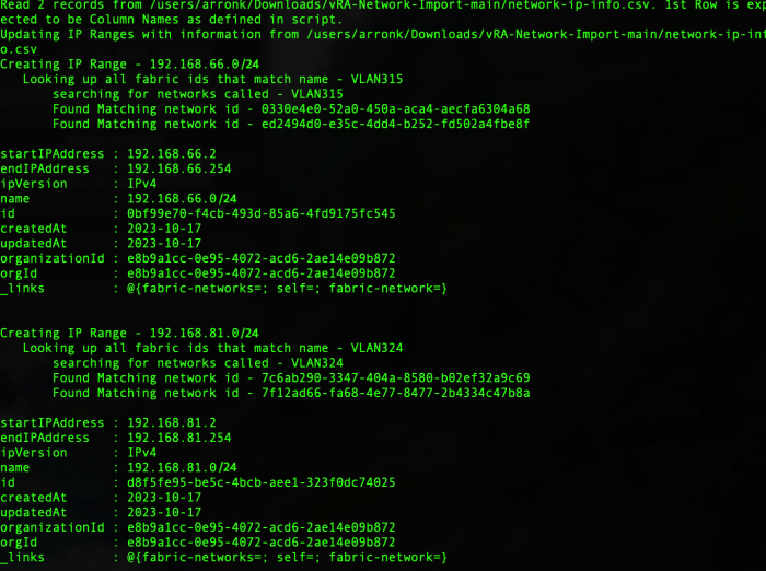 Update IP Ranges Log