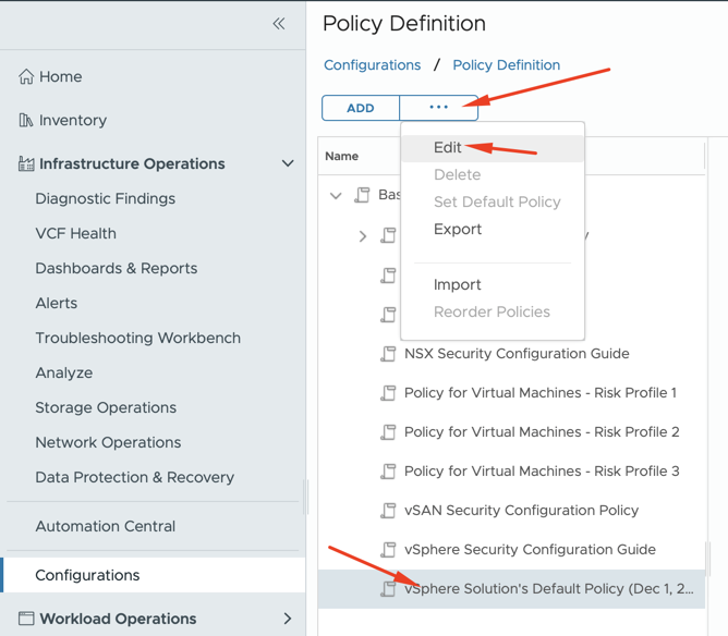 Edit Active Policy Definition